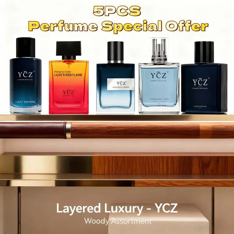 YZC Eau De Toilette 5 Set - Various Selections, Refreshing And Enduring Oriental Woody Fragrance. Enhances Appeal, Suitable for Dates And Everyday Use, Ideal Holiday Gift Option